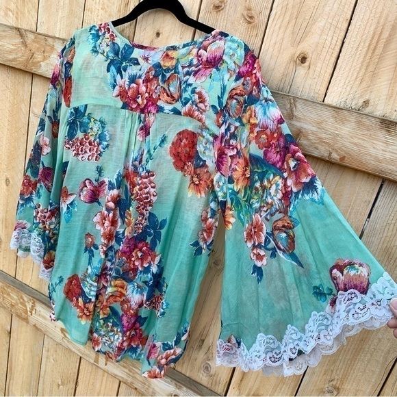 Aratta Silent Journey Floral Long Sleeve Blouse Top Feminine Lace Drapey Sz S - Picture 3 of 11